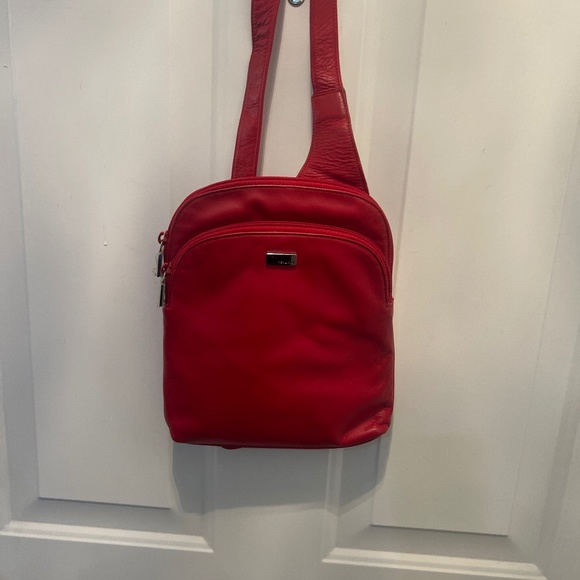 Perkins Red Leather  Crossbody - Picture 1 of 4
